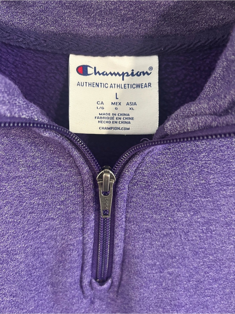 Women’s Champion Huskies 'W' Purple Quarter-Zip Pullover size large - Picture 3 of 4